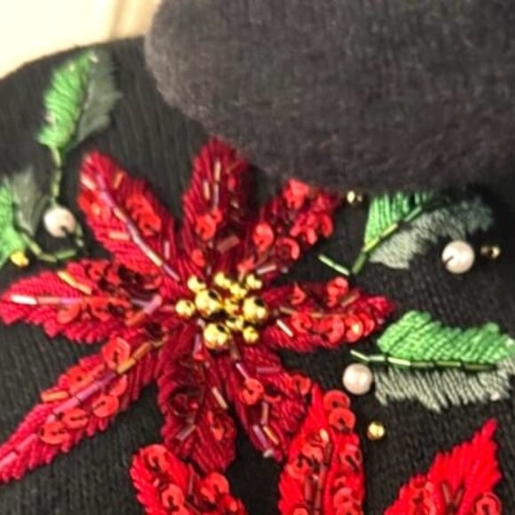 Victoria Jones Christmas Sweater Removable Faux Fur Collar Festive Holiday Wear - Picture 4 of 11